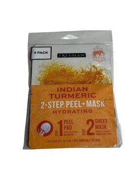 Freeman Turmeric Peel Mask 4 Pack Brightening Hydrating 2 Step Skincare